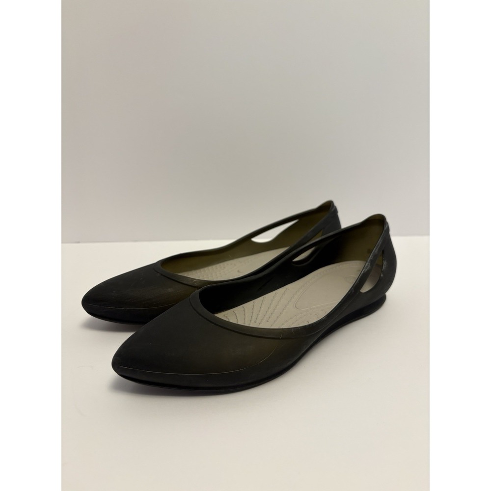 Crocs Black Ballet Flats Womens Size 6 Slip On Comfort Casual Shoes